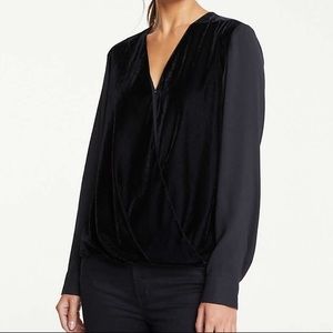 Ann Taylor Velvet Mixed Media Wrap Top 🖤